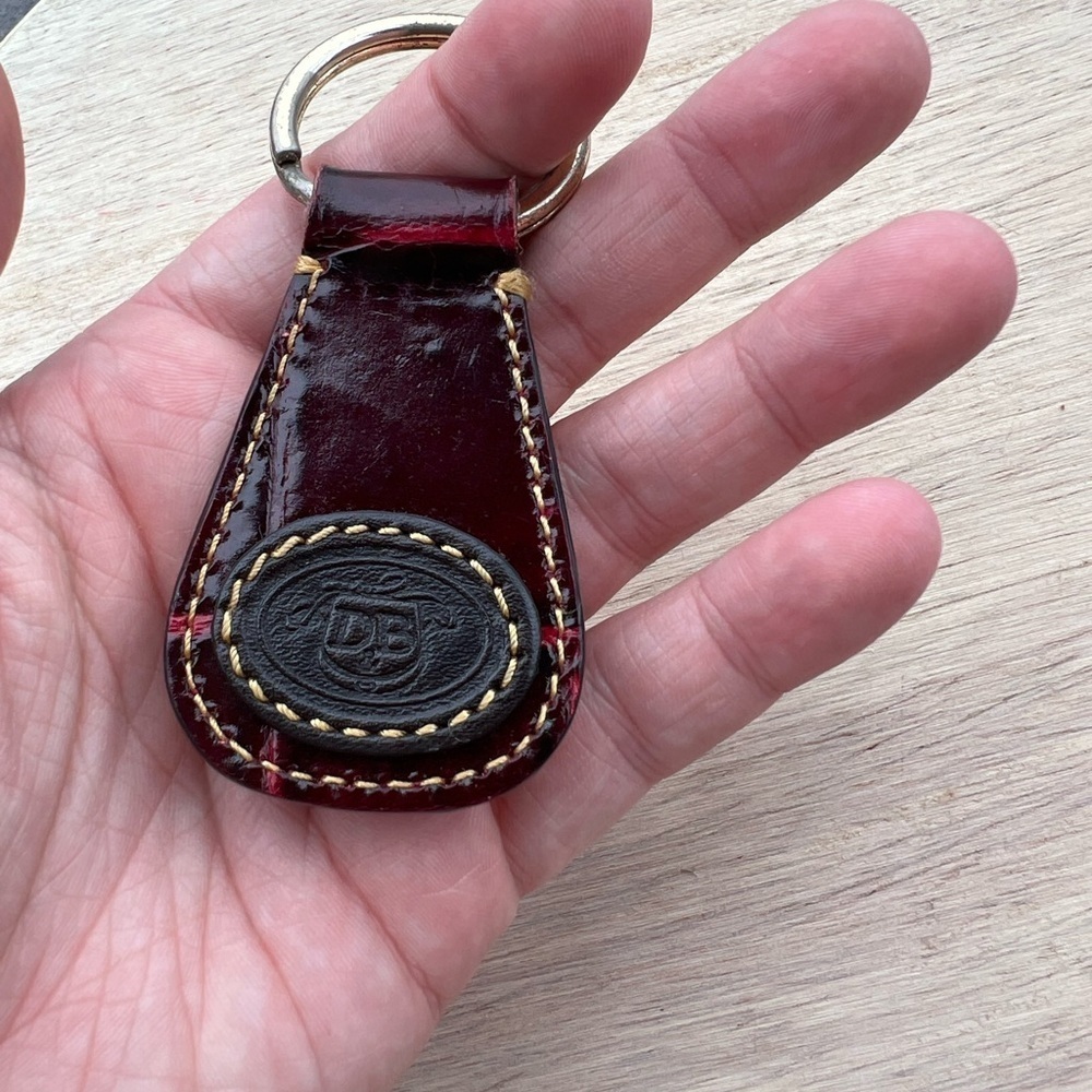 Vintage Dooney & Bourke Croc All Weather Leather Key Fob Keychain Ring Brown Red - Picture 7 of 11